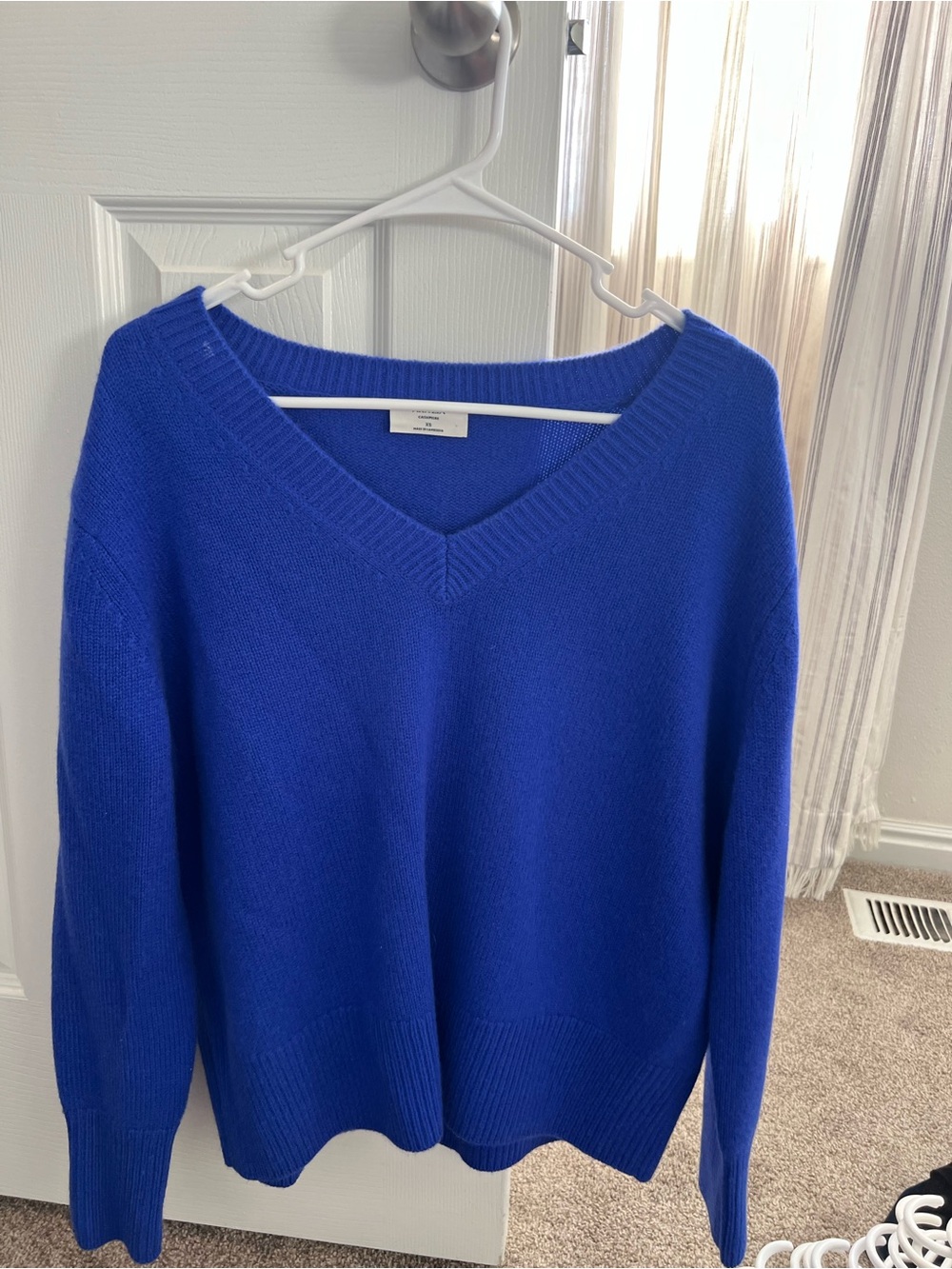 Aritzia V-Neck Sweater in Vibrant Blue